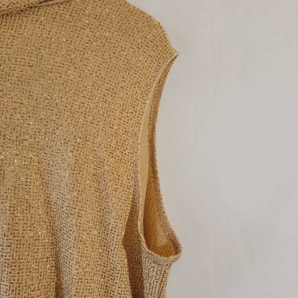 NWT Mirasol Gold Metallic Cowlneck Sleeveless Festive Top XL Glam Evening Party - Picture 7 of 12
